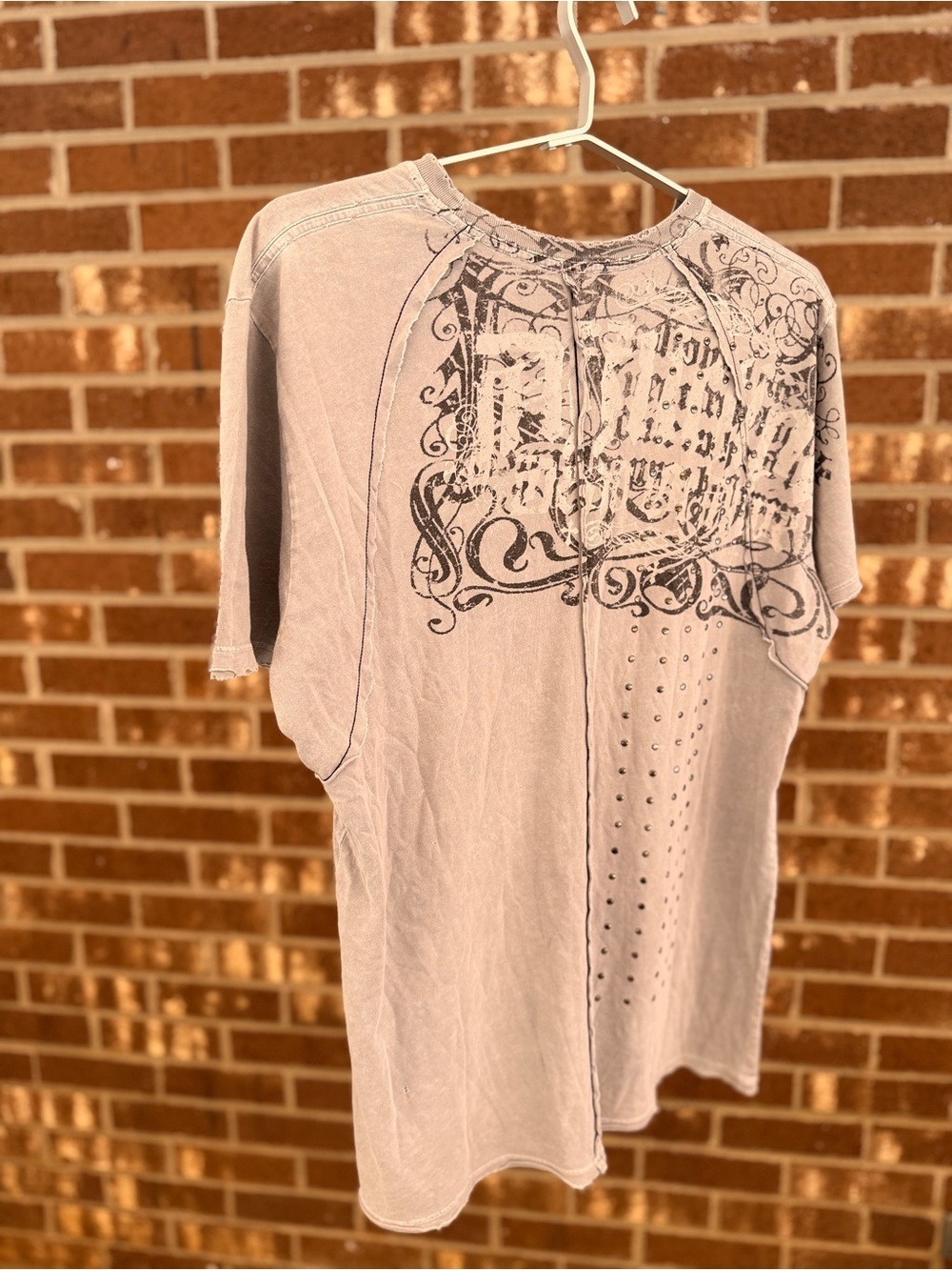 Affliction Men's Riveted Grey Graphic Short Sleeve Tee Size XL - Picture 4 of 12
